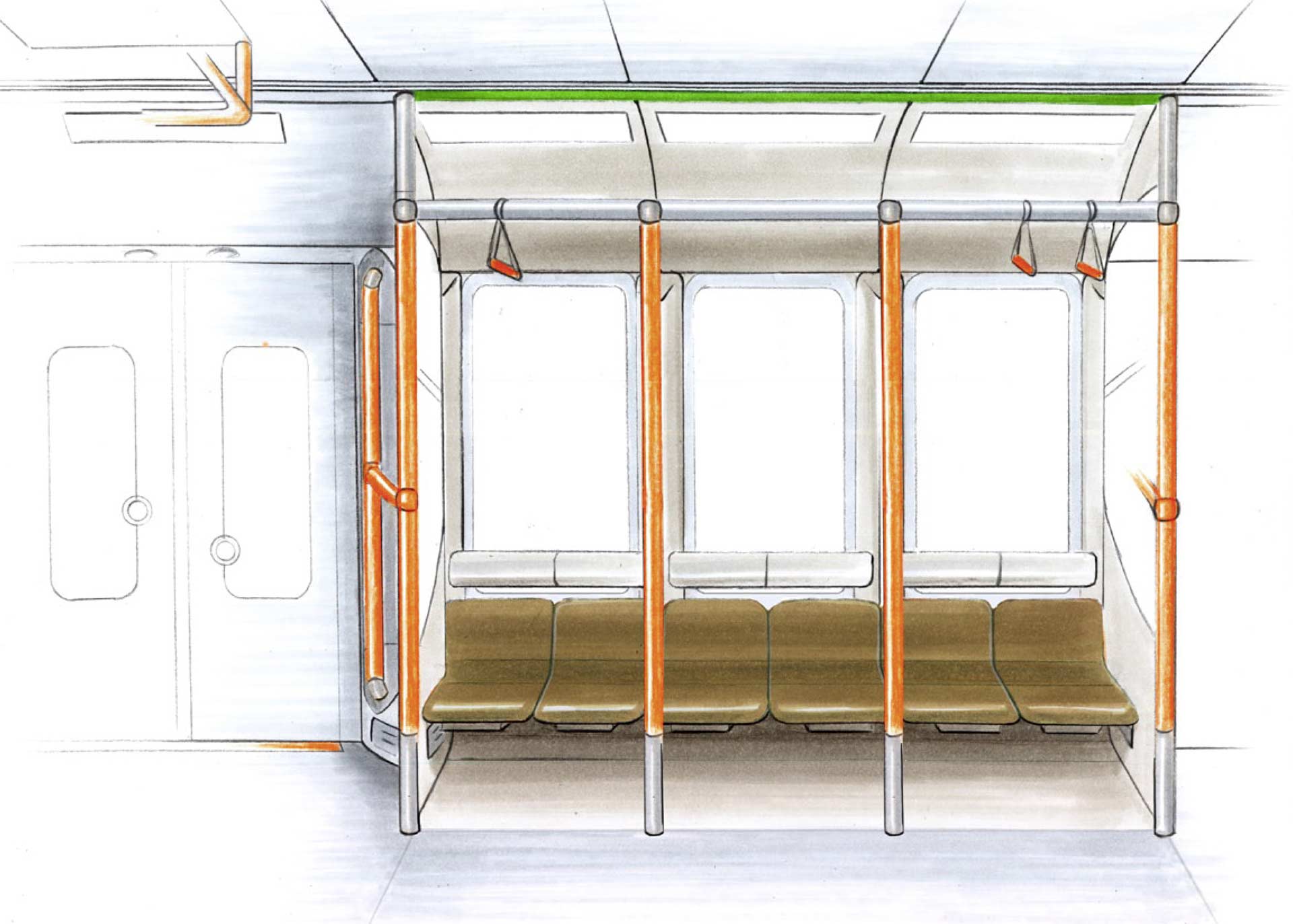 Skizze zur Entwurfsidee der Loge / Design sketch representing the "Loge" idea